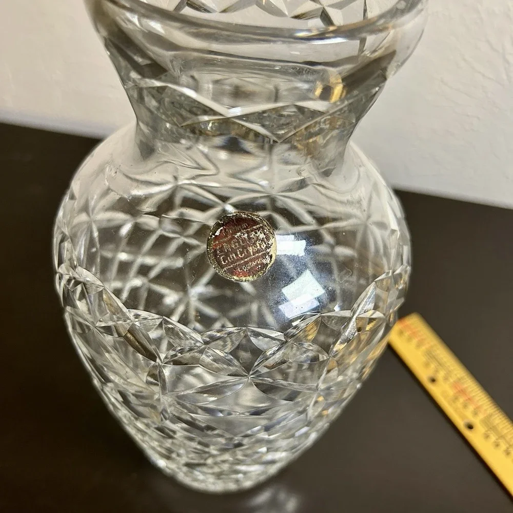VTG Large English Cut Crystal Vase Made in England 9.25